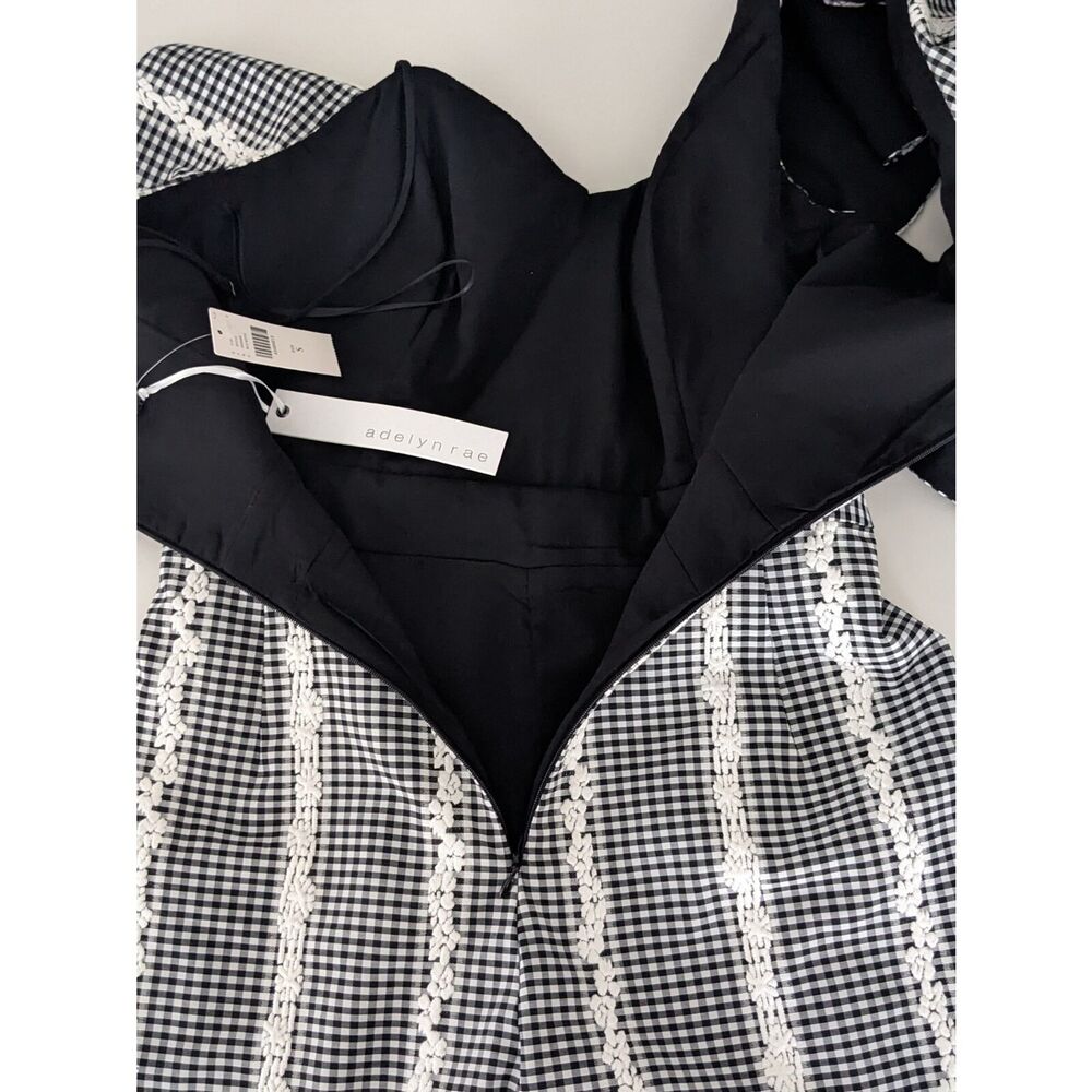 NWT Anthropologie Adelyn Rae Gingham Romper Small S One Shoulder Black White New - Picture 8 of 11
